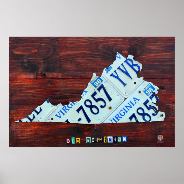 Virginia State License Plate Map Poster (Front)