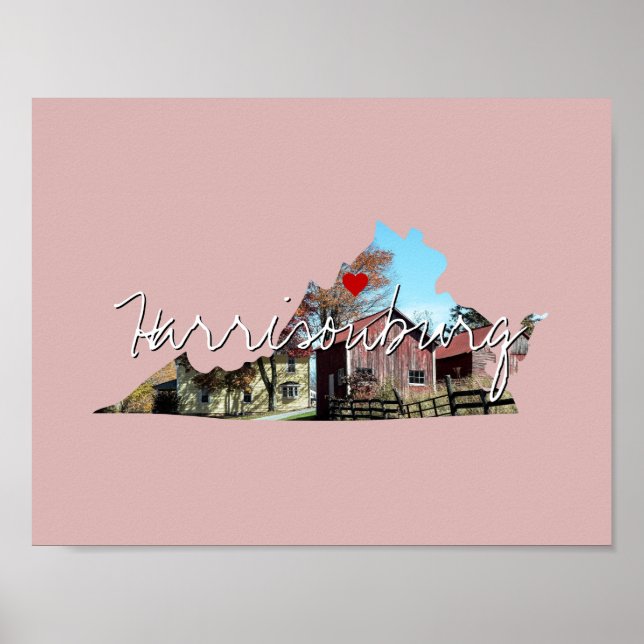 Virginia State Photo insert and town name Poster (Front)