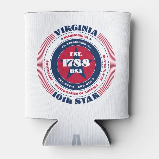 Virginia State Pride Monogram Cooler (Front)