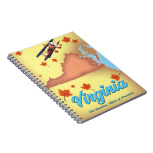 Virginia State retro Travel poster map Notebook