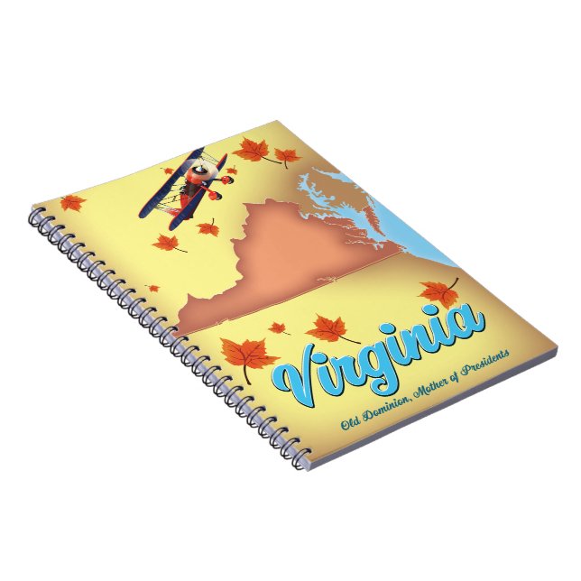 Virginia State retro Travel poster map Notebook (Right Side)