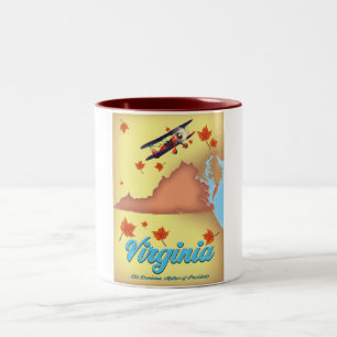 Virginia State retro Travel poster map Two-Tone Coffee Mug