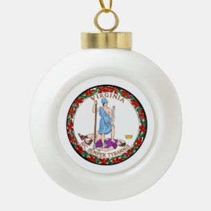 Virginia State Seal Ceramic Ball Christmas Ornament