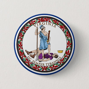 Virginia State Seal, The state flag of Virginia 6 Cm Round Badge