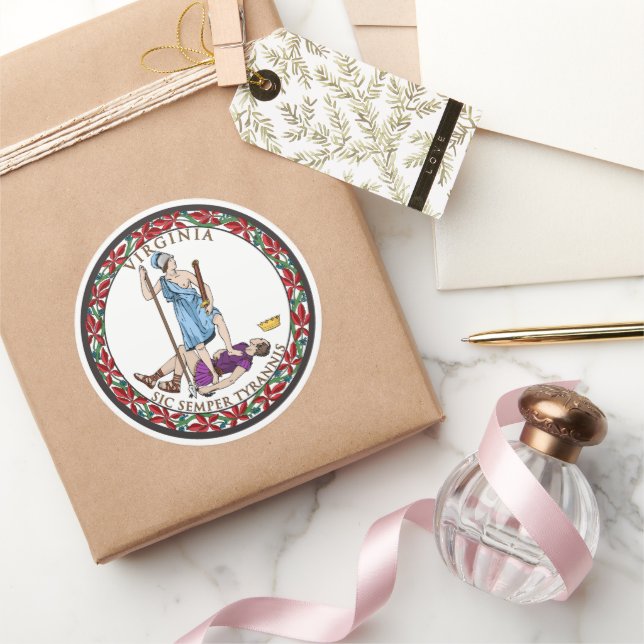 Virginia State Seal, The state flag of Virginia Classic Round Sticker (Gifting)