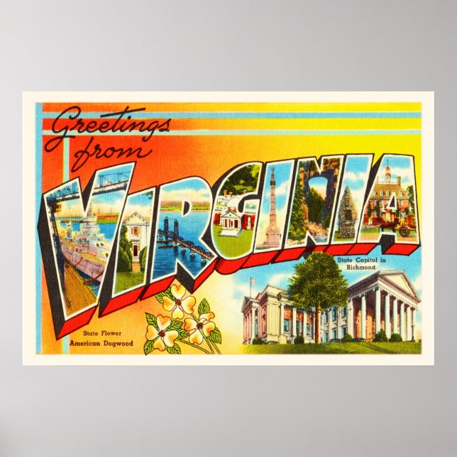 Virginia State VA Old Vintage Travel Postcard- Poster (Front)