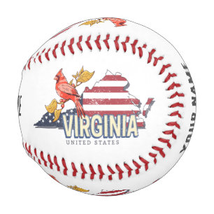 Virginia United States Retro State Map Vintage USA Baseball