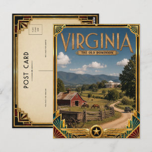 Virginia Vintage Art Deco Golden Age Postcard