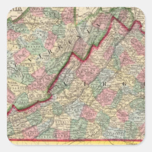 Virginia, W Virginia Map by Mitchell Square Sticker