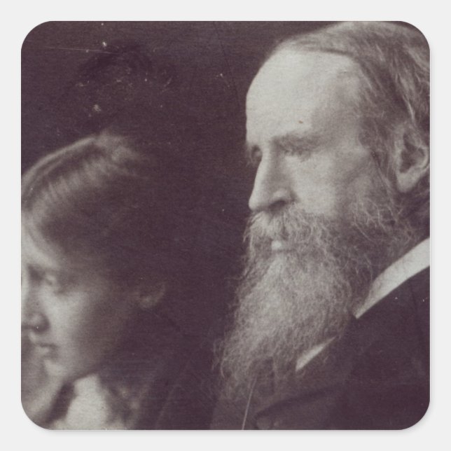 Virginia Woolf and her father Sir Leslie Square Sticker (Front)