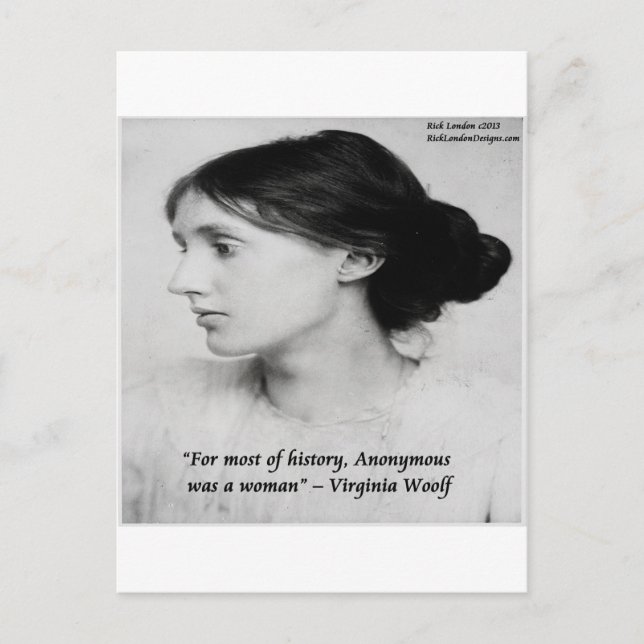 Virginia Woolf Anonymous Was A Woman Quote Postcard (Front)