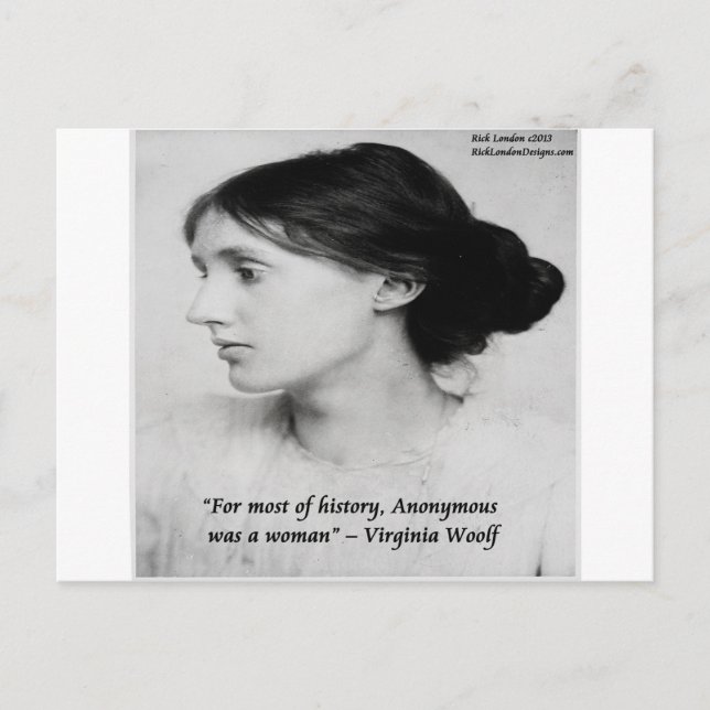 Virginia Woolf Anonymous Was A Woman Quote Postcard (Front)