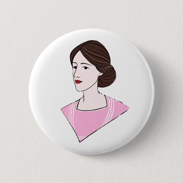 Virginia Woolf Button Pin (Front)