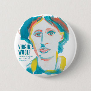 Virginia Woolf Portrait custom text Booklovers 6 Cm Round Badge