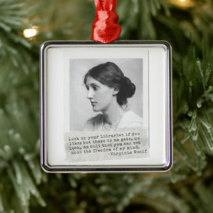 Virginia Woolf Quote - Icons of Women's History Metal Ornament