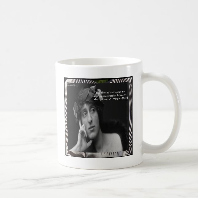 Virginia Woolf W/Zebra Stripes Writing Quote Coffee Mug (Right)