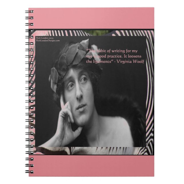 Virginia Woolf W/Zebra Stripes Writing Quote Notebook (Front)