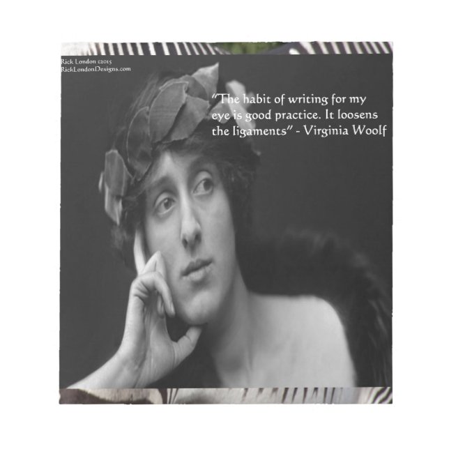 Virginia Woolf W/Zebra Stripes Writing Quote Notepad (Front)