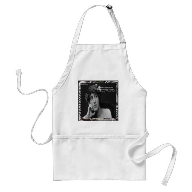 Virginia Woolf W/Zebra Stripes Writing Quote Standard Apron (Front)