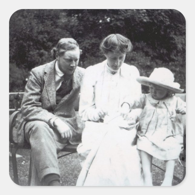 Virginia Woolf with Clive and Julian Bell, 1910 Square Sticker (Front)