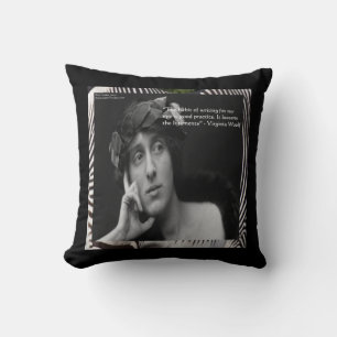 Virginia Woolf & Writing Quote Cotton Throw Pillow