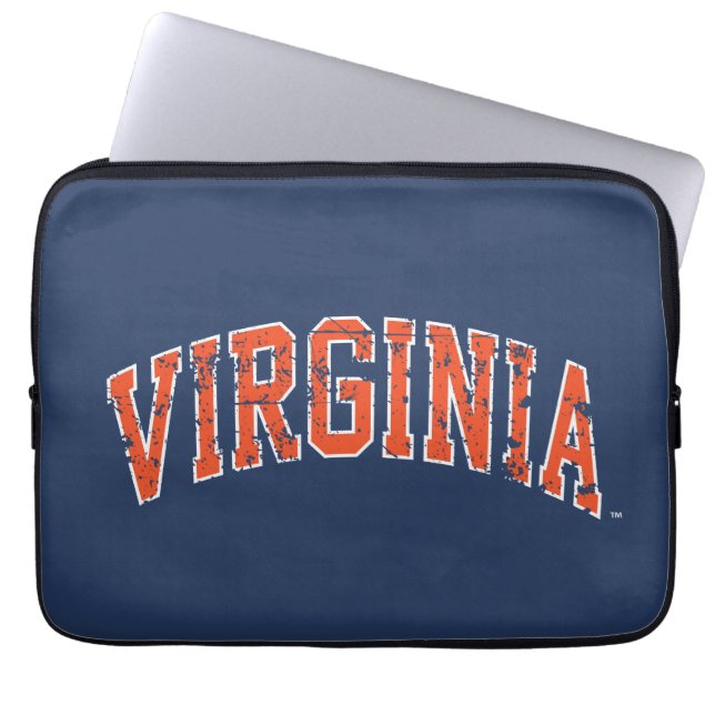 Virginia Wordmark Distressed Laptop Sleeve (Front)