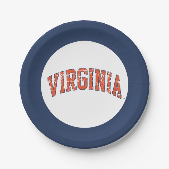 Virginia Wordmark Distressed Paper Plate (Front)