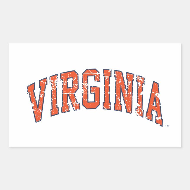 Virginia Wordmark Distressed Rectangular Sticker (Front)