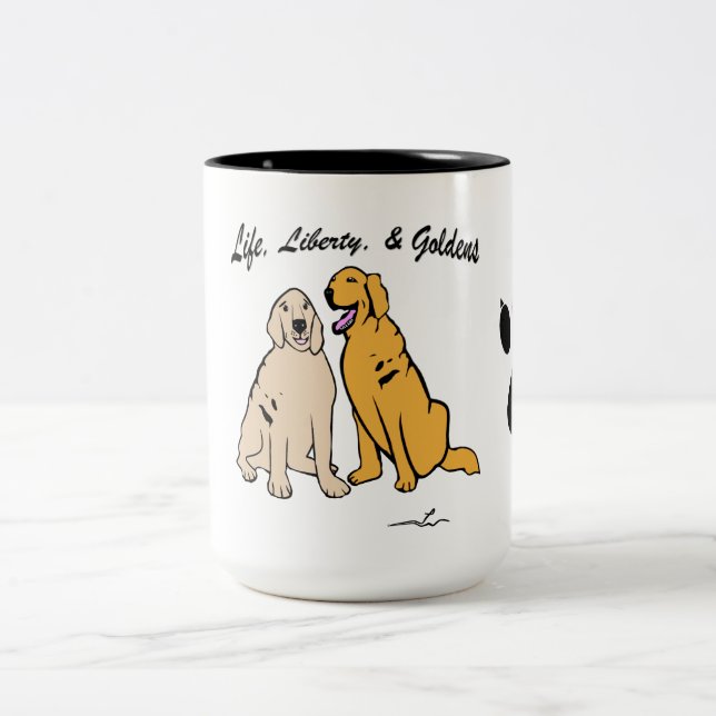 Virginia Wright Goldens Life Liberty Dog Mug (Cup) (Center)