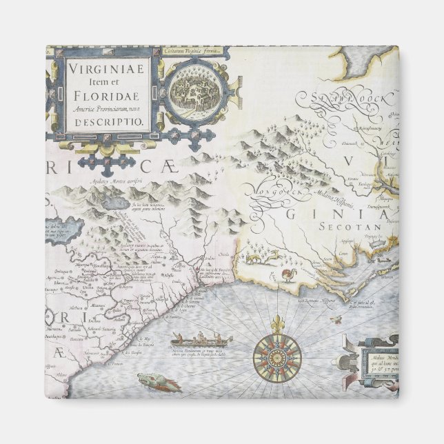 Virginiae Item et Floridae Americae provinciarum 3 Magnet (Front)