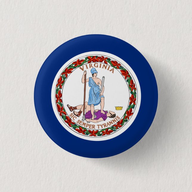 Virginian Flag, Flag of Virginia 3 Cm Round Badge (Front)