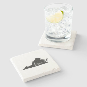Virginian Love Virginia Shaped Black Chalkboard Stone Coaster