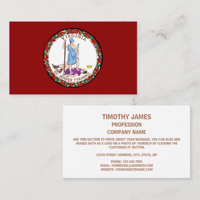Virginian Seal, Seal of Virginia Business Card (Front/Back)