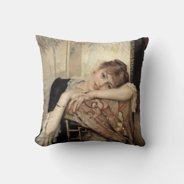 Virginie (The Parisian Woman) (by Albert Edelfelt) Cushion (Front)
