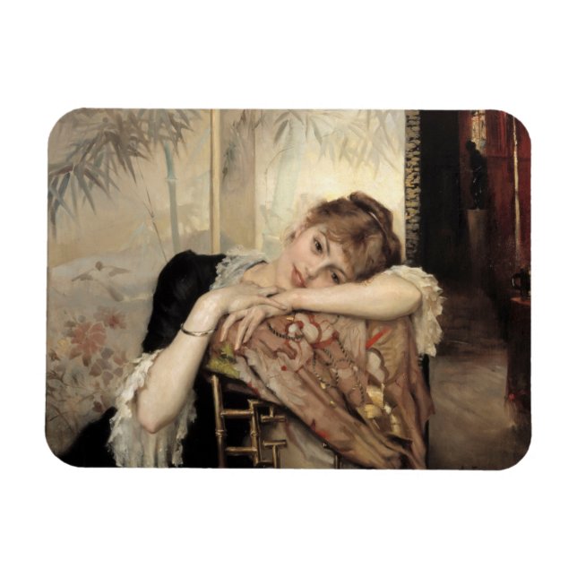Virginie (The Parisian Woman) (by Albert Edelfelt) Magnet (Horizontal)