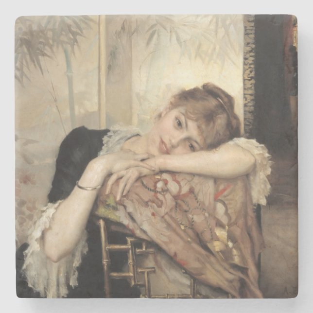 Virginie (The Parisian Woman) (by Albert Edelfelt) Stone Coaster (Front)