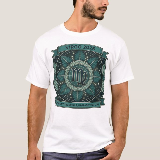 Virgo 2026 Zodiac Sacred Geometry – Earth Sign Art T-Shirt (Front)