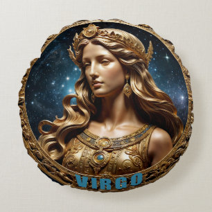 Virgo Astrology Sign Round Cushion