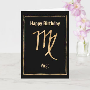Virgo Birthday zodiac astrology gold personalised Card