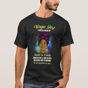 Virgo Black Afro Girl Af Zodiac August September B T-Shirt