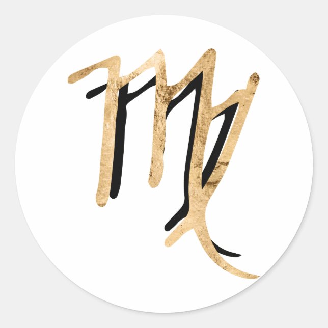 Virgo black hammered gold zodiac horoscope classic round sticker (Front)