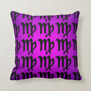 Virgo Black Magenta Purple Horoscope Sign Cushion