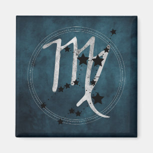 Virgo black & silver zodiac constellation teal magnet