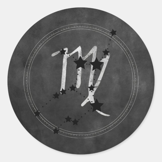 Virgo black stars silver zodiac constellation  classic round sticker (Front)