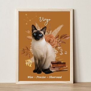 Virgo Cat Art Print, Zodiac Cat Poster
