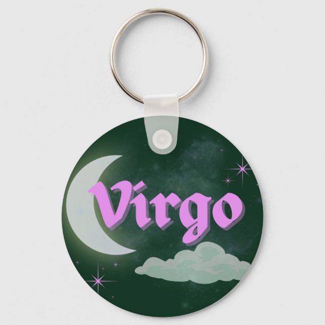 Virgo Celestial Aesthetic Dreamy Moon Cloud Stars Key Ring (Front)