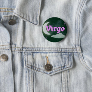 Virgo Celestial Aesthetic Moon Cloud Stars Design 6 Cm Round Badge