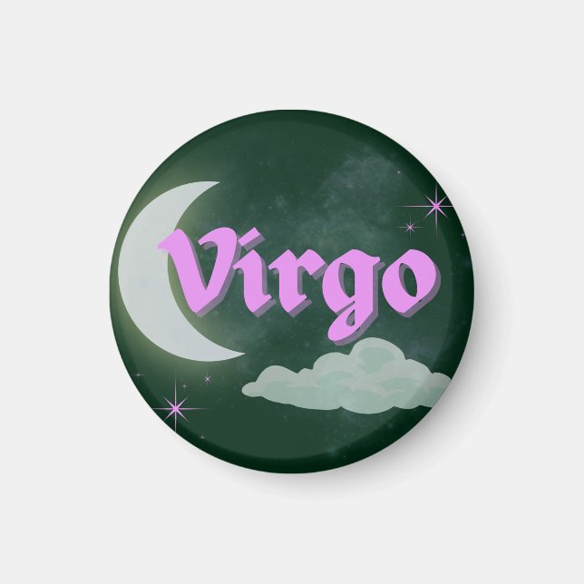 Virgo Celestial Aesthetic Moon Cloud Stars Design Magnet (Front)