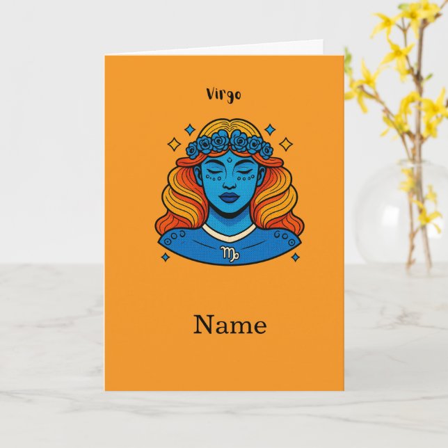 Virgo Celestial Goddess - Aesthetic Zodiac Art Card (Yellow Flower)
