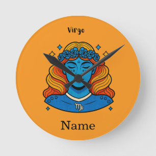 Virgo Celestial Goddess - Aesthetic Zodiac Art Round Clock